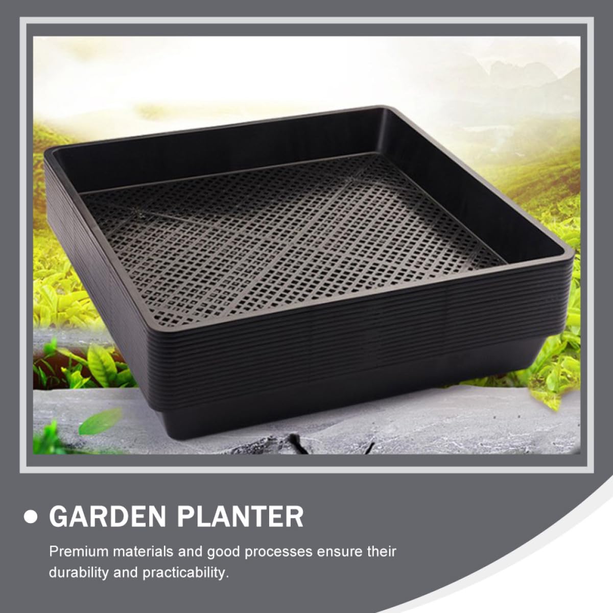 Mipcase Bandeja Cuadrada para Germinación 42X42X5.5 CM Set 5 Piezas Negras, Resistente y Reutilizable para Vivero, Cultivo de Suculentas y Siembra Segura en Casa