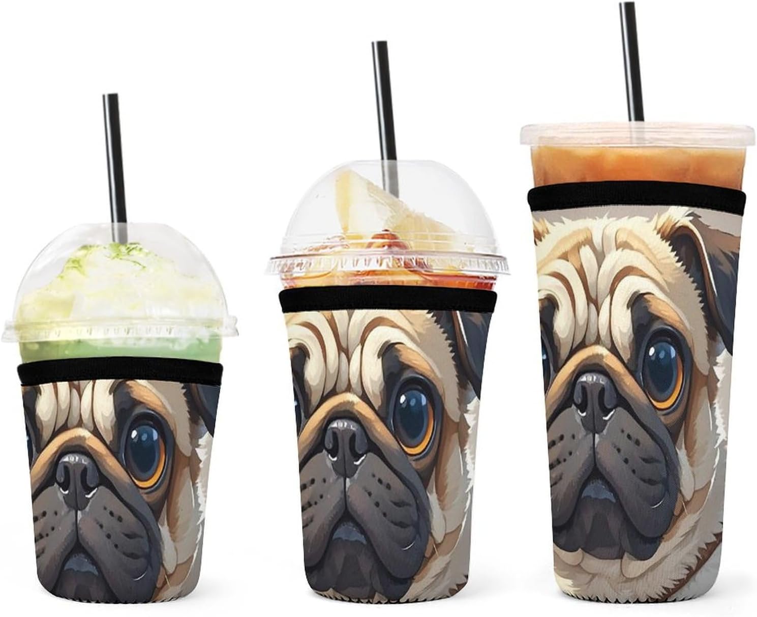 3 Pack Neoprene Cup Sleeves, Stretchy Reusable Drink Cup Cover Universal