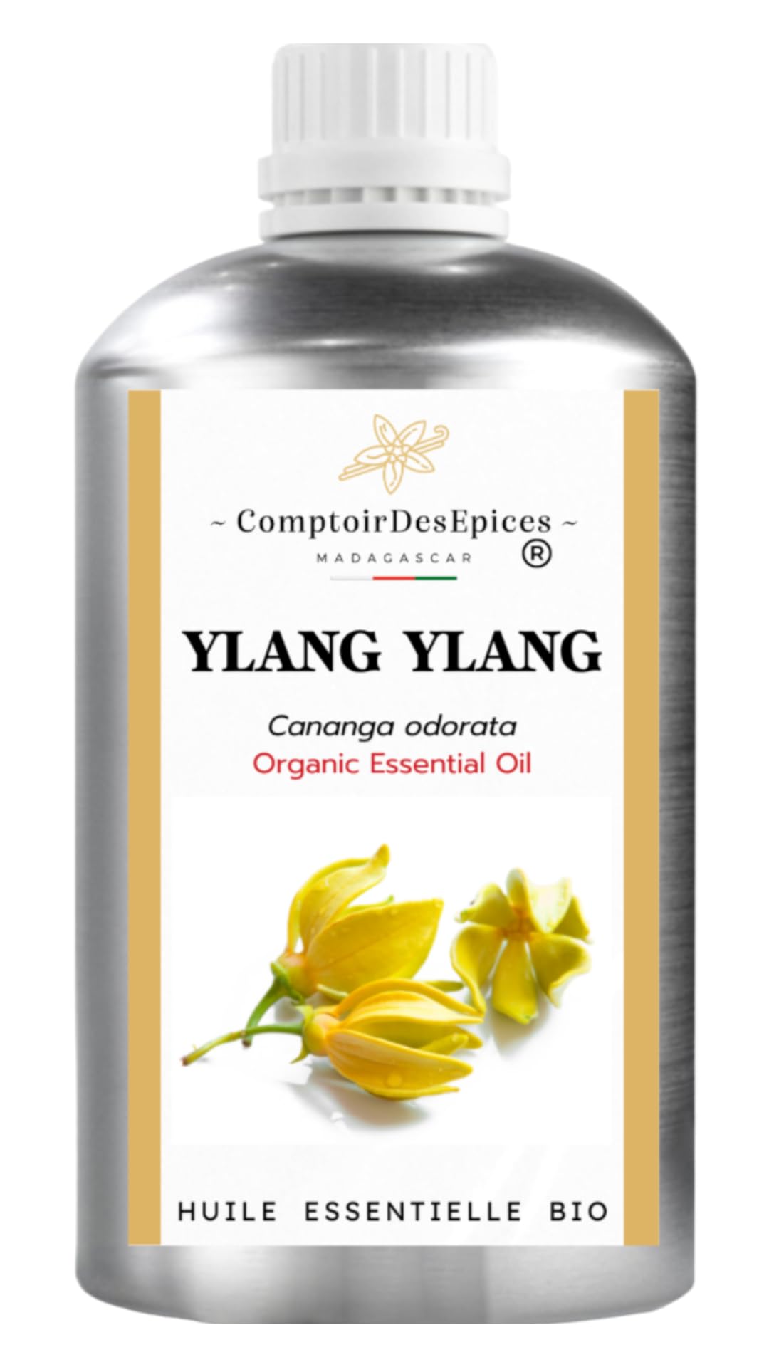 Aceite esencial Ylang-Ylang Completo Bio - 100% puro y natural - Certificado HEBBD & ECOCERT FR-01 - Formato de 500 ml - Direct Productor