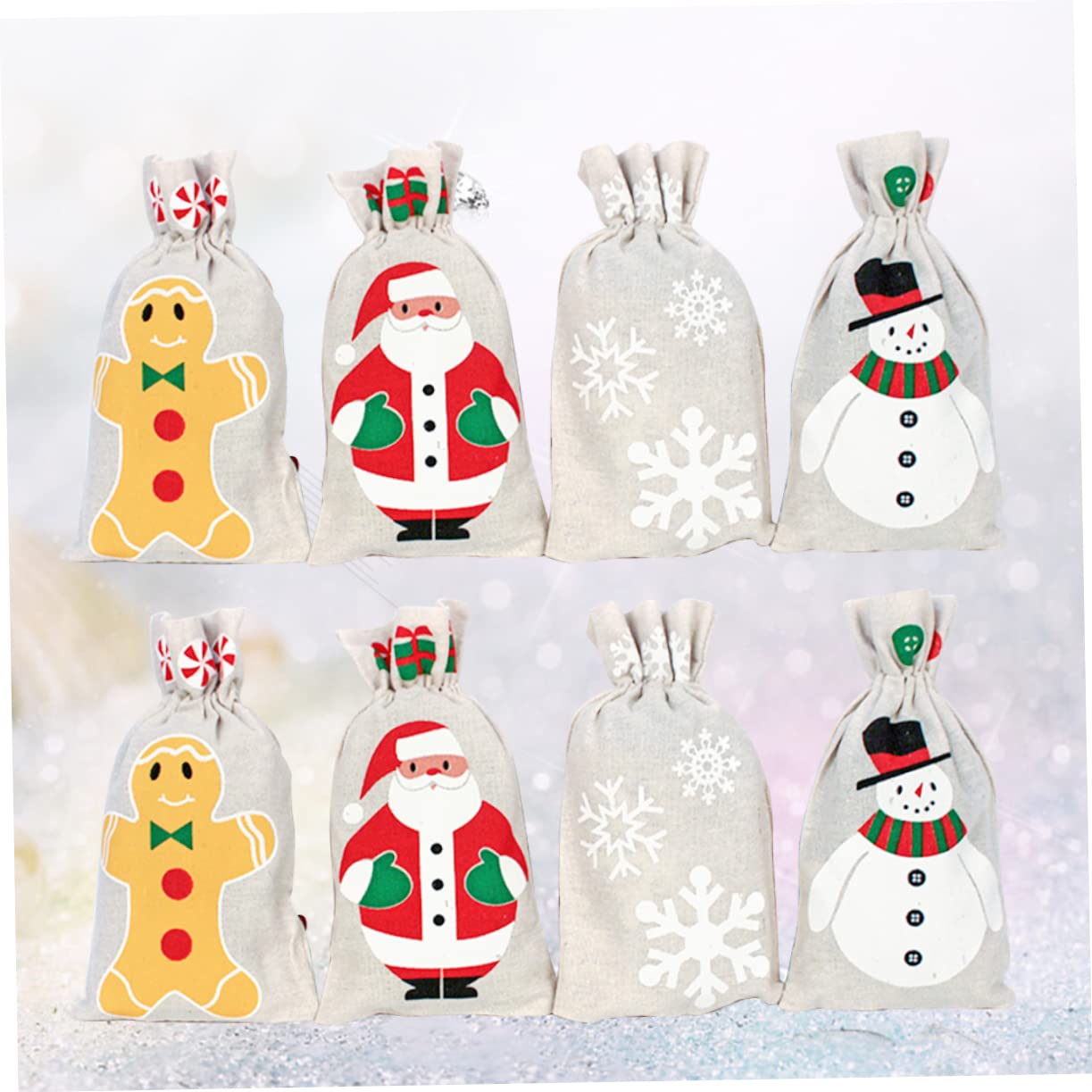 SOLUSTRE 8 Stück Weihnachtsgeschenksäckchen aus Leinen mit Kordelzug Tragbare Aufbewahrungsbeutel für Handy und Kosmetik für Festliche Feiern Zufälliger Stil