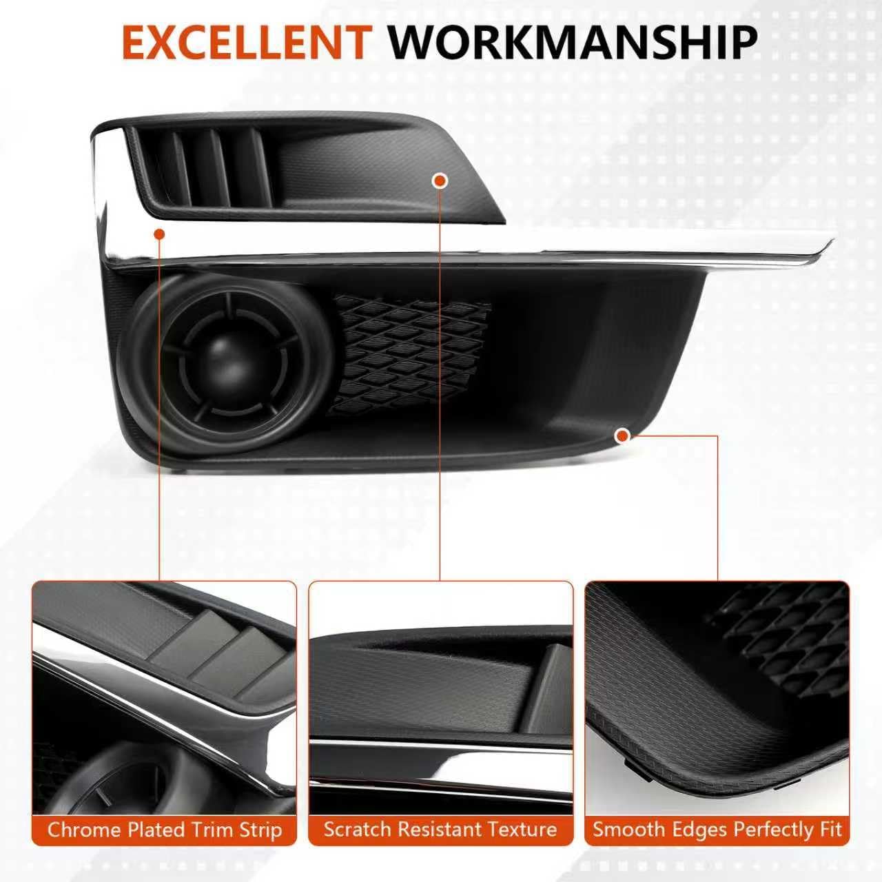 Fog Light Cover for Subaru Impreza 2015 2016 Accessories, Fog Lamps Bezel with Silver Trim Moulding Direct Replacement Fog Light Protectors Exterior Accessories, W/O Fog Light Hole