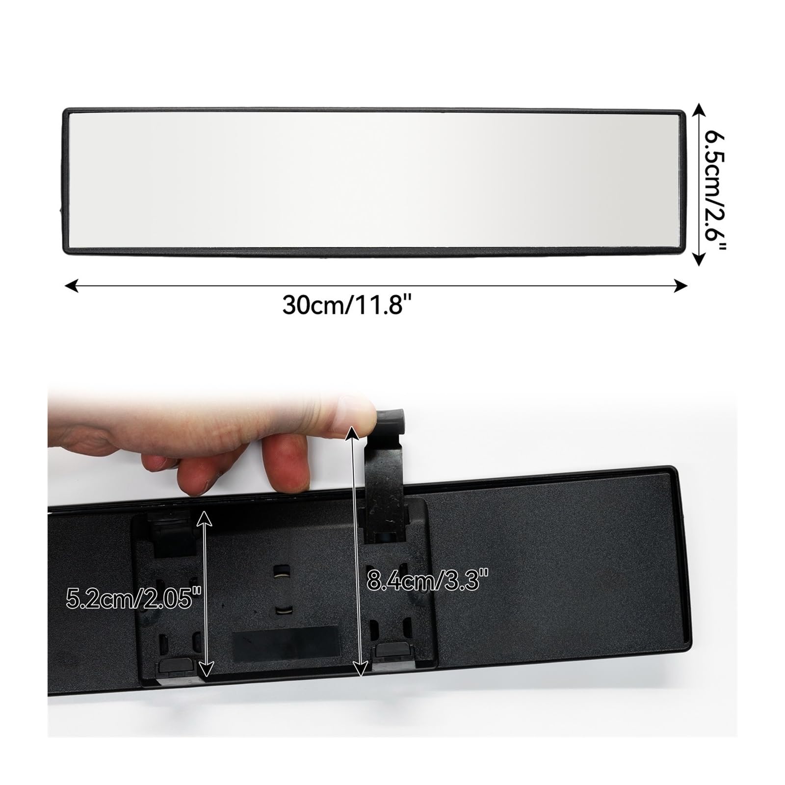 Xuanqingyi Store Lusterko wsteczne samochodu Szerokokątne lusterko wsteczne 300 mm 12" Lusterko przeciwodblaskowe o przekątnej 270 mm i szerokim wypukłym łuku, panoramiczne wnętrze z tyłu (Color : 27