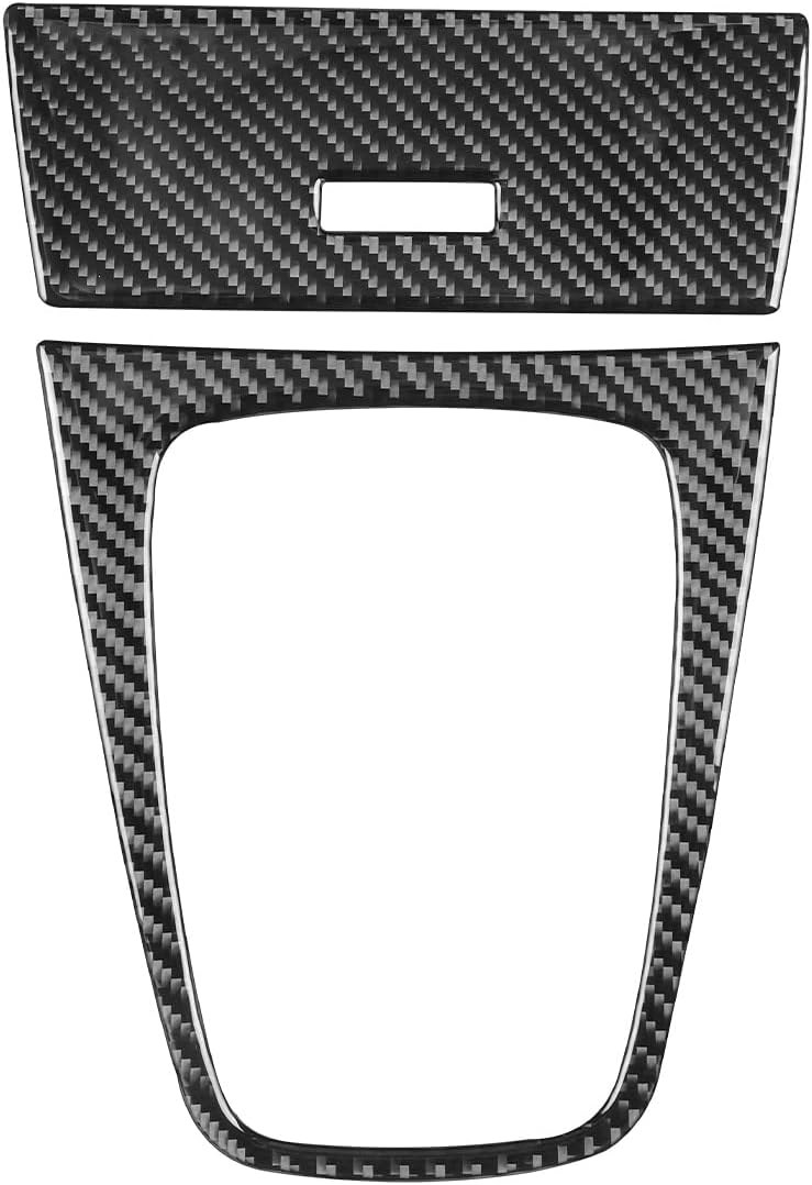 Real Quality Soft Carbon Fiber Car Center Console Gear Shift Panel Set 2pcs Set Premium Sticker Cover Compatible with Ford Edge 2015 2016 2017 2018 2019 Accessories Black