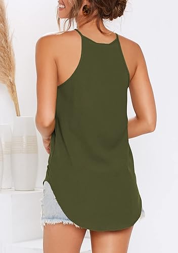 Miniatura 4 de LouKeith Camiseta sin mangas para mujer, espalda cruzada, cuello halter, sin mangas, con tirantes delgados, camisola casual de verano, blusas básicas
