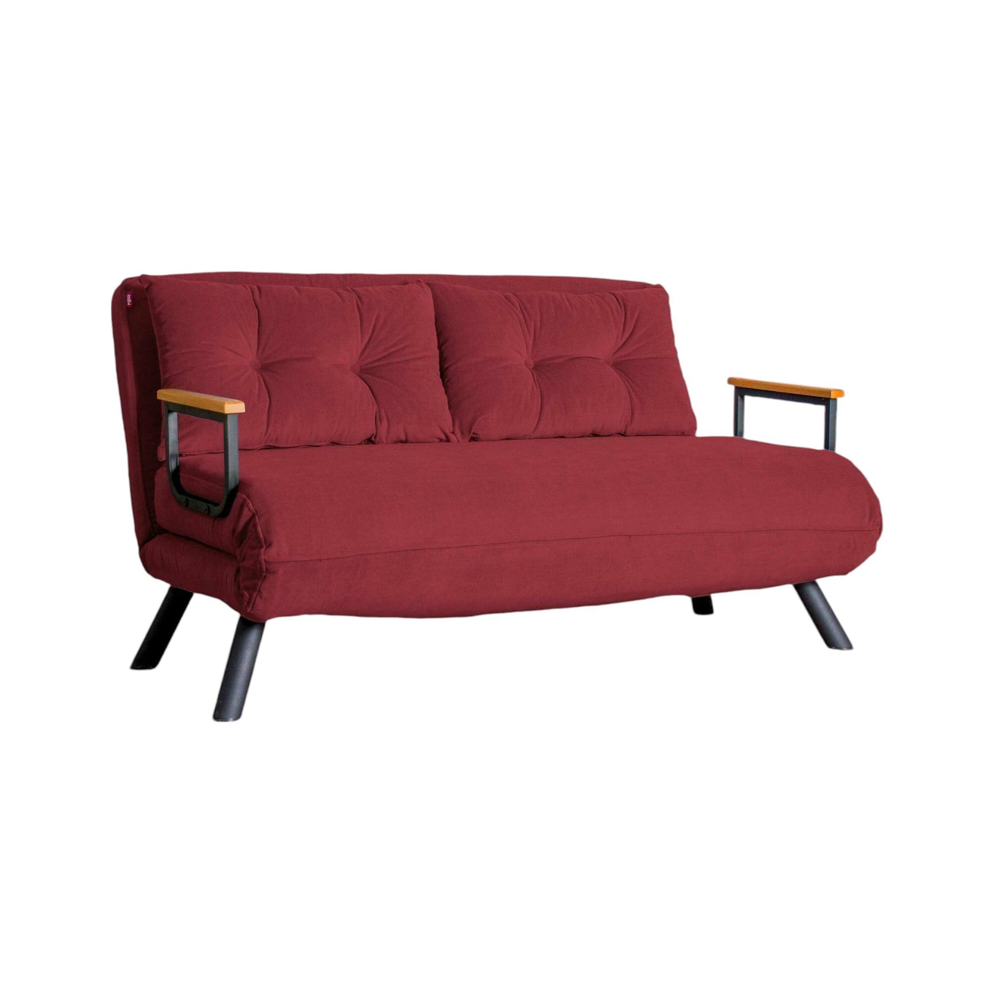 Dmora - Divano Letto 2 posti Merak, Sofà trasformabile, Divanetto per Ospiti, Poltrona Letto, 133x78 h78 cm, Rosso
