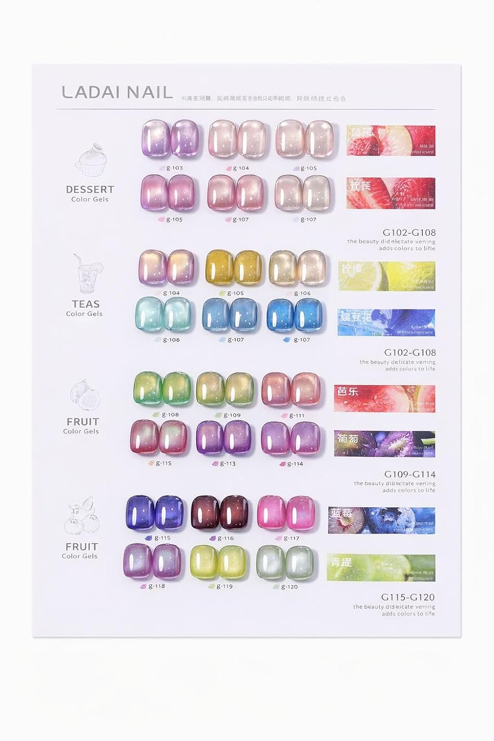 LADAI Nail Gel Polish Set 20 Colors Cat Eye Effect with Magnet UV LED Cure Double Lid Bottles