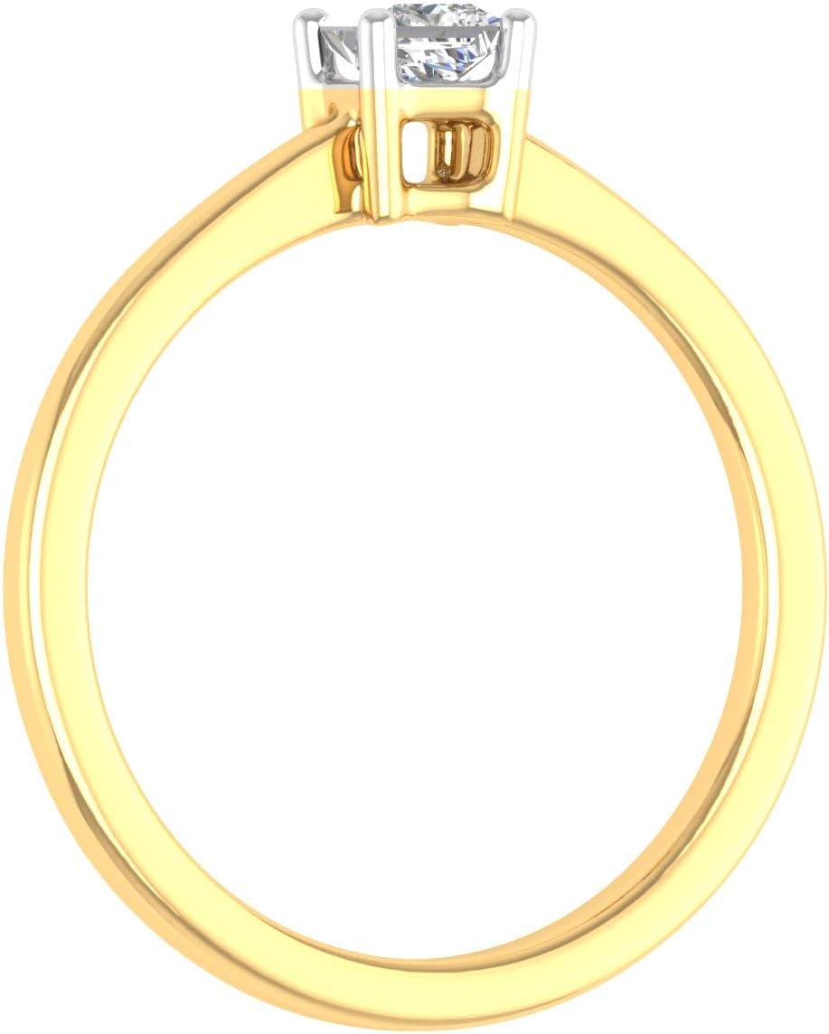 1/4 Carat 4-Prong Set Princess Cut Diamond Solitaire Engagement Ring Band in 14K Gold