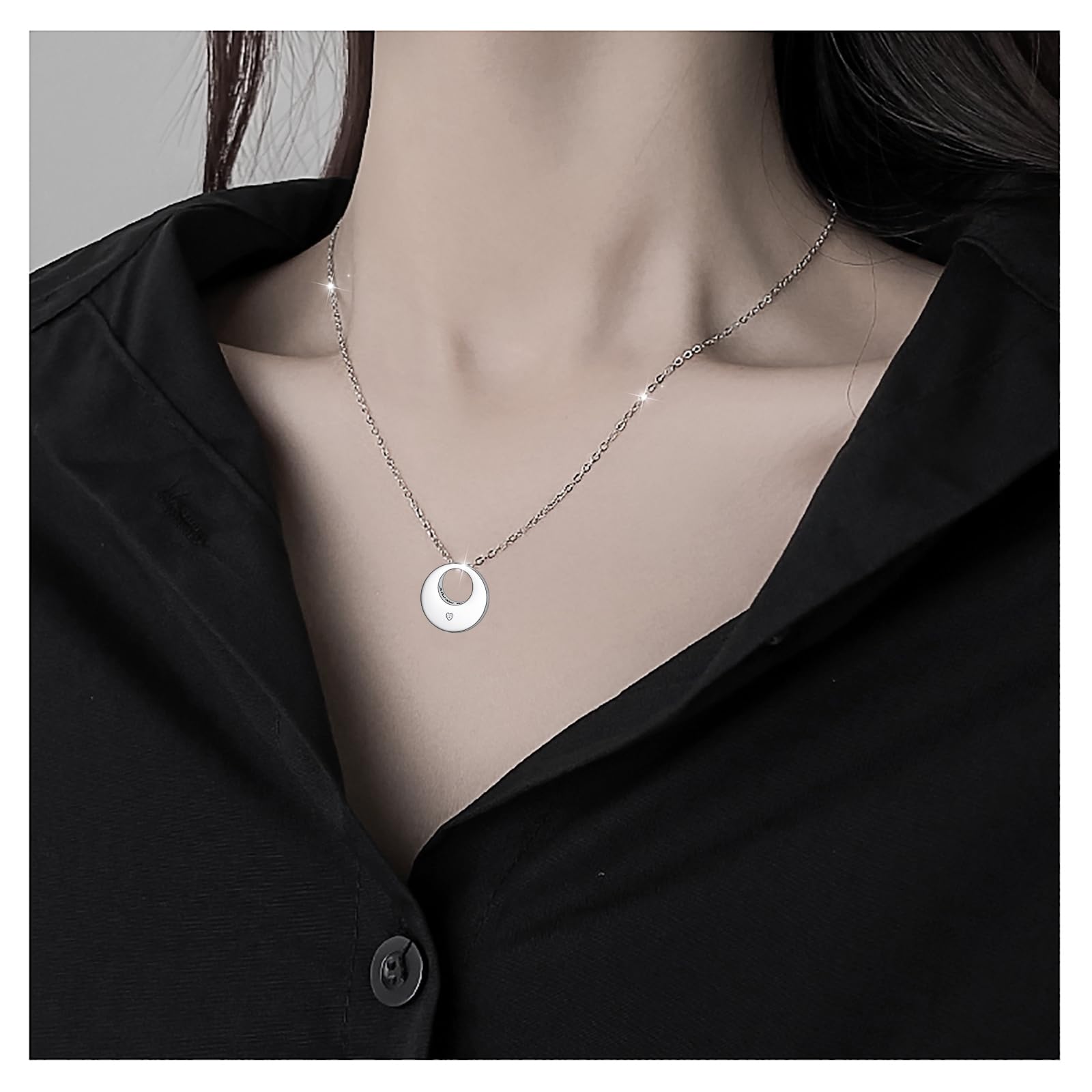 Flyow Collares de urna para cenizas para mujer, joyería de cremación, plata de ley 925, colgante conmemorativo de eternidad, longitud ajustable