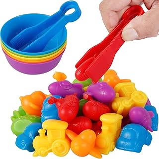 YHDFVSA Counting Animals Sorting Toy Set for Over 3 Years Old Preschool Matching Learning Educational Game, Stacking Bowls Learning for Math Montessori Educational Sensory Toys (Traffic)