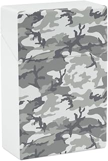 Gray Camouflage Cigarette Case Portable Cigarette Box Holder Flip Open Storage Case for Men Women