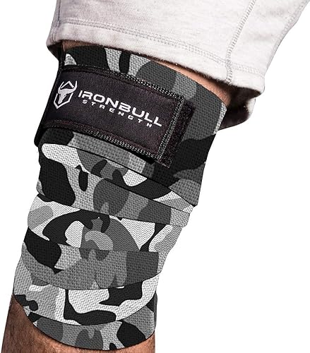Miniatura 3 de Iron Bull Strength Rodilleras (1 par)  Soporte elástico de rodilla y codo de 80 pulgadas y compresión  para levantamiento de pesas, levantamiento de