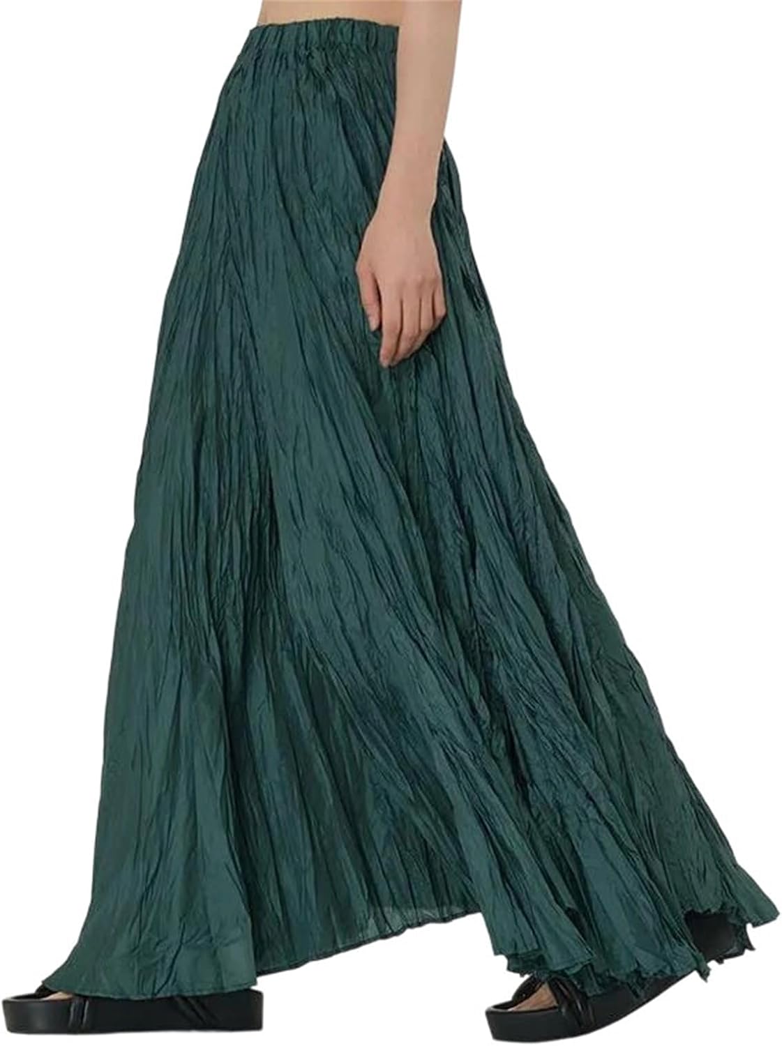 Women's Drapey Long Skirt with Elastic Waist and Full Hem Loose Fitting Bottoms for Comfortable Everyday Wear