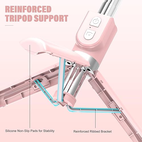 Miniatura 2 de Palo selfie con control remoto recargable y luz (1 unidad), trípode para iPhone, soporte de teléfono celular para grabación de video, soporte