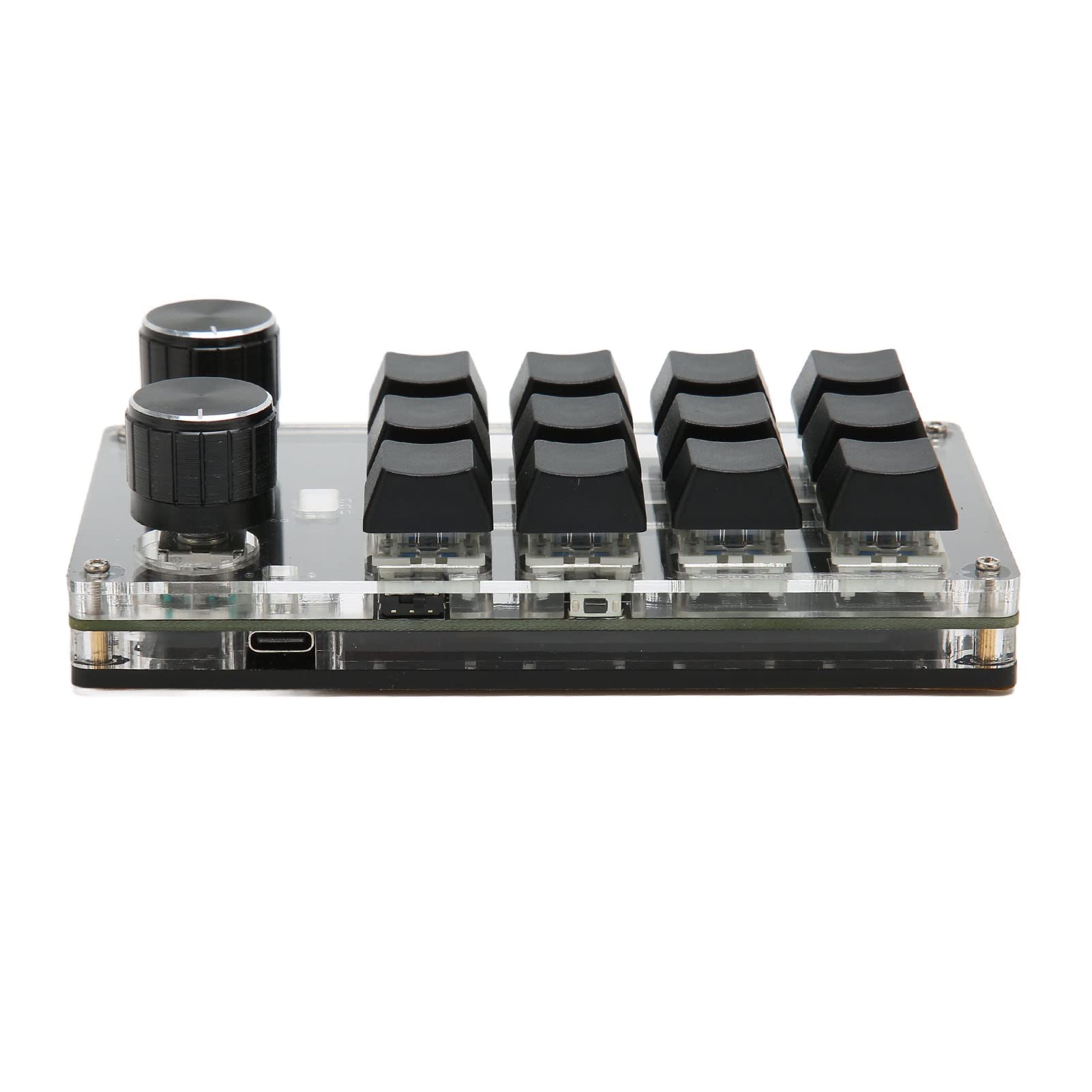Mini Teclado Programable con 12 Teclas y 2 Perillas para Juegos y Medios Conexión USB BT Compacta (Negra)