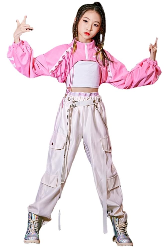 カズちゃん♪フクシャピンクの上下セットアップ&クリエイトサンパソスカート Amazon | [kzzkoo] キッズ ダンス衣装 セットアップ 文字柄