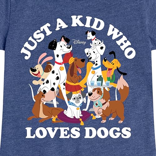Disney Classics - Cats & Dogs - Just A Kid Who Loves Dogs - Toddler and Youth Girls Short Sleeve Graphic T-Shirt3