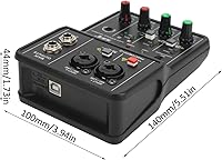 Vista 8 de Mezclador de audio de 2 canales, portátil pequeño mezclador de controlador de tarjeta de sonido USB, consola de mezcla de sonido para grabación