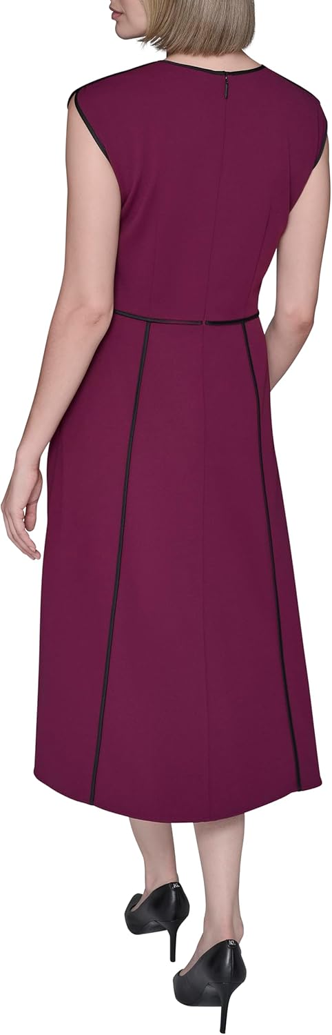Karl Lagerfeld Womens Sleeveless Scuba Crepe Wear to Work Midi Dress - Image 4