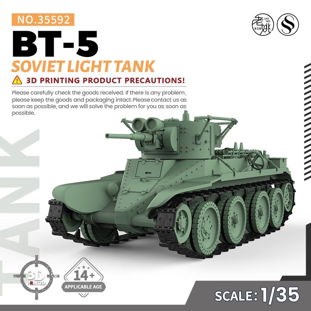 MRY-SFW Modèle de kit de tank de l'armée non peint 1/35 Modèle militaire de tank léger soviétique BT-5