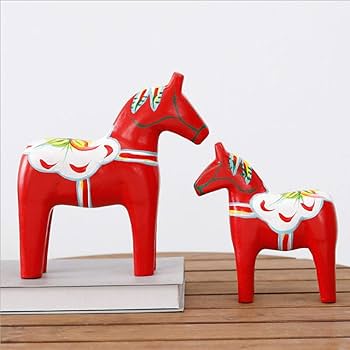 木製馬の彫刻 約60cm 赤い首輪付き 木製馬の彫刻 約60cm 赤い首輪付き | 彫刻・オブジェ