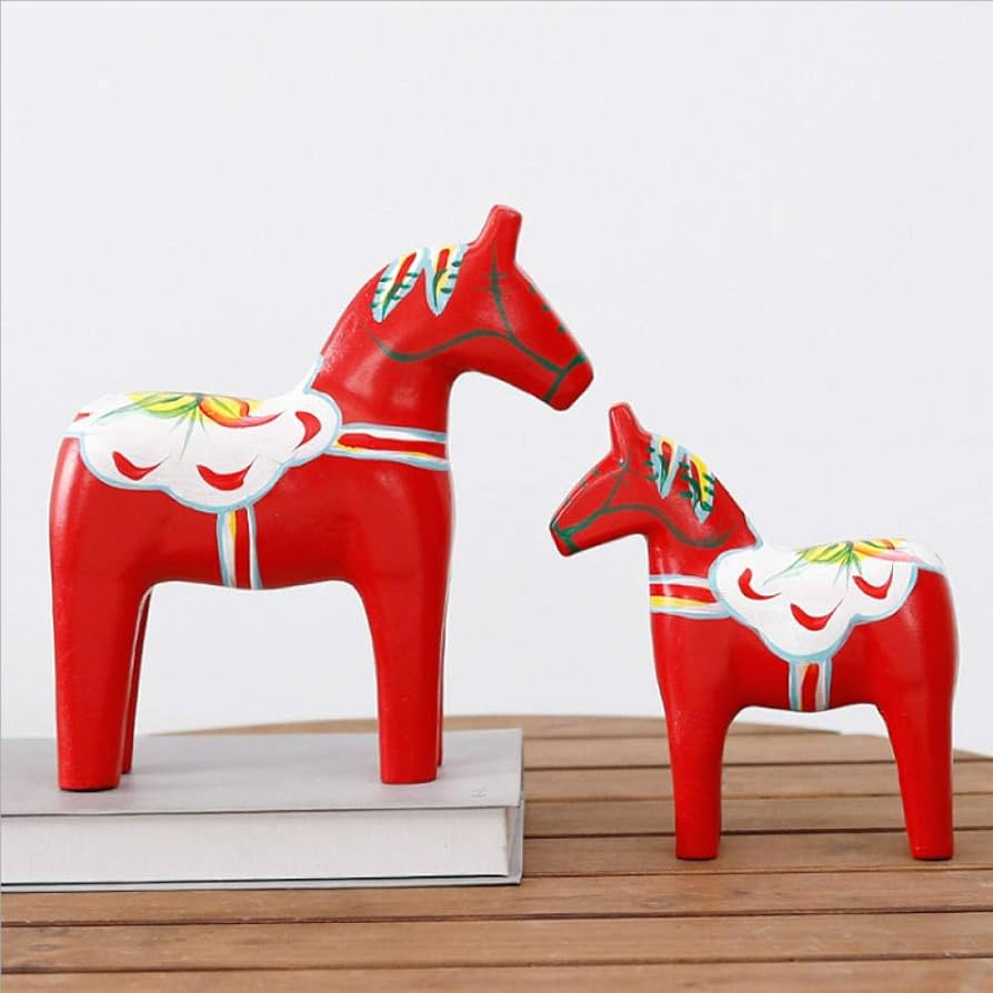 木製馬の彫刻 約60cm 赤い首輪付き 木製馬の彫刻 約60cm 赤い首輪付き | 彫刻・オブジェ