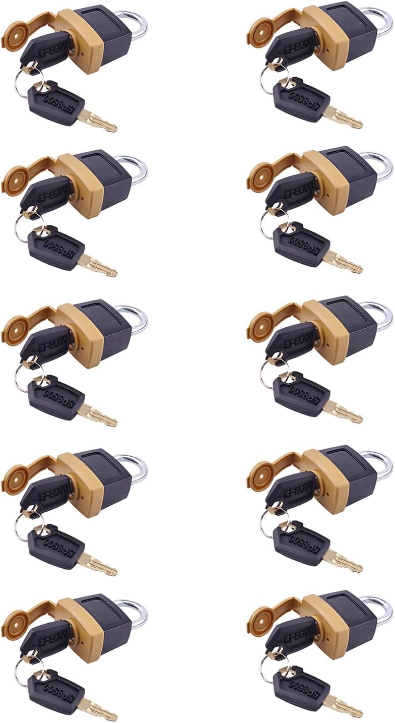 10 Pcs Padlock Pad Lock W/20 Keys 246-2641 5P8501 Compatible with Caterpillar CAT Fuel Cap 7X7700 1428828 20103300 2849039 Backhoe Loader Combine Crawler Dozer Excavator Forklift Skidder