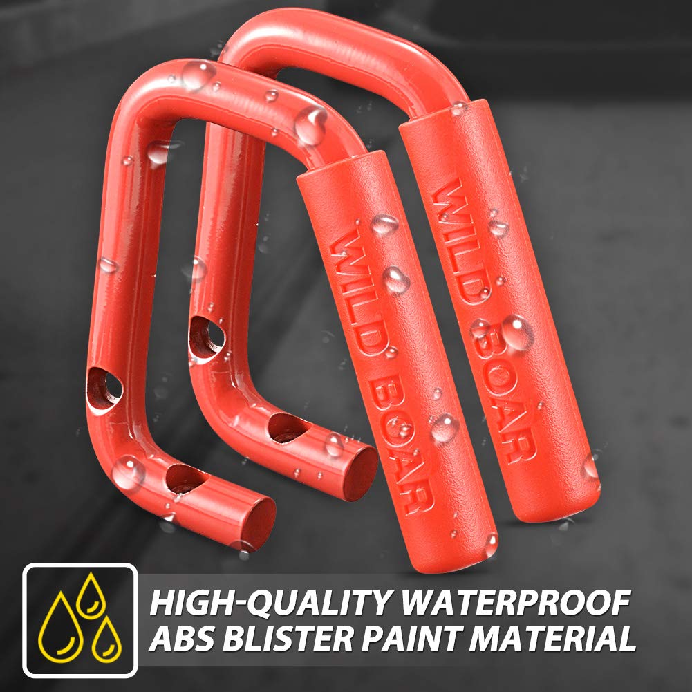KATUR Maniglione Anteriore Compatibile Con Je-ep Wrangler JK Rubicon Sahara Sport 2007-2017 2/4 Porte In Acciaio Massiccio Rosso, 2 pezzi