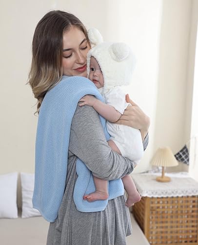 Miniatura 4 de Manta de punto 100% algodón para bebés y niñas, manta cálida y acogedora de algodón suave para bebés, recién nacidos, guardería, niña, manta, cuna,