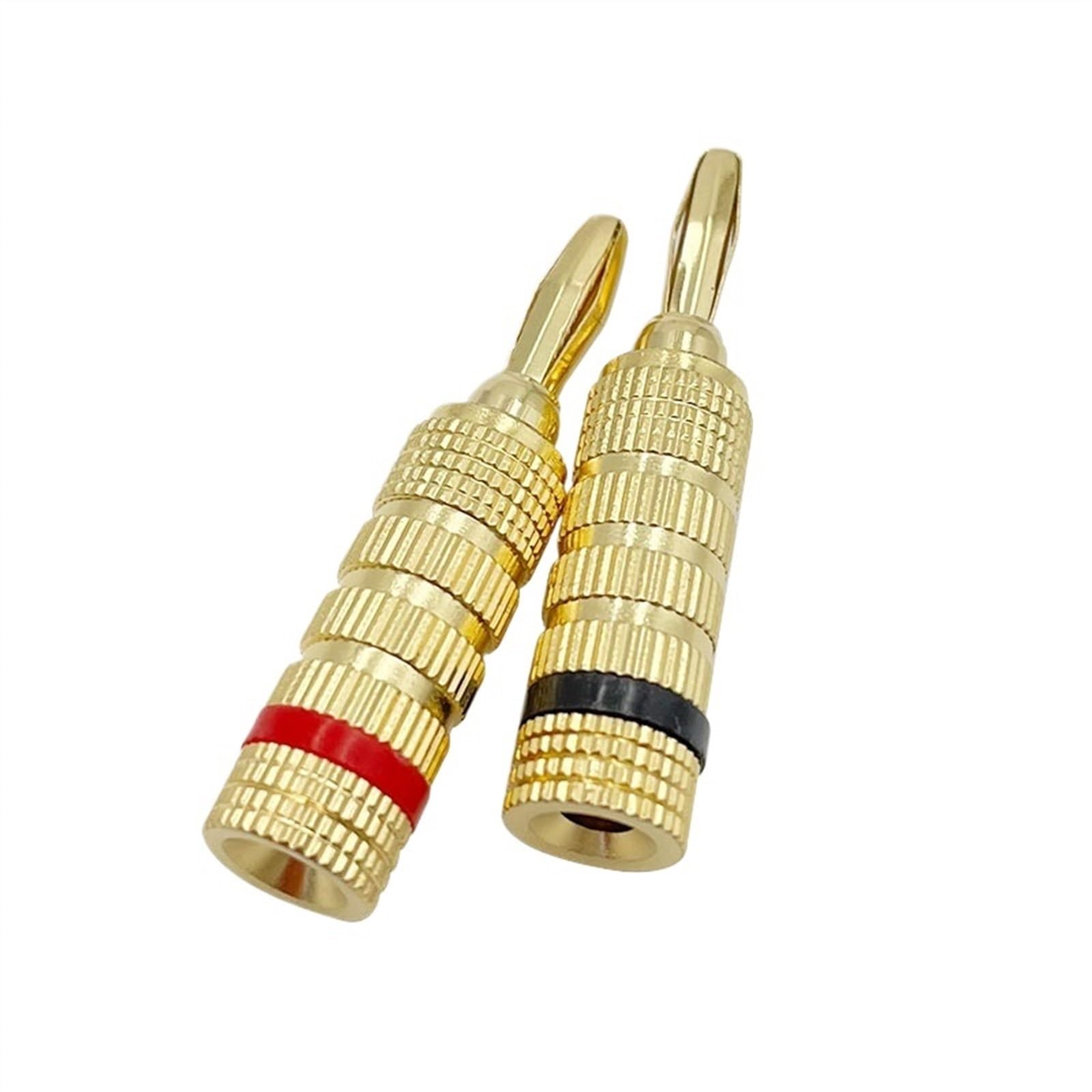 8 pièces/4 Paires fiche Banane 24K plaqué Or cuivre 4mm connecteur Banane mâle Haut-Parleur Prise Noir Rouge(8 Red)