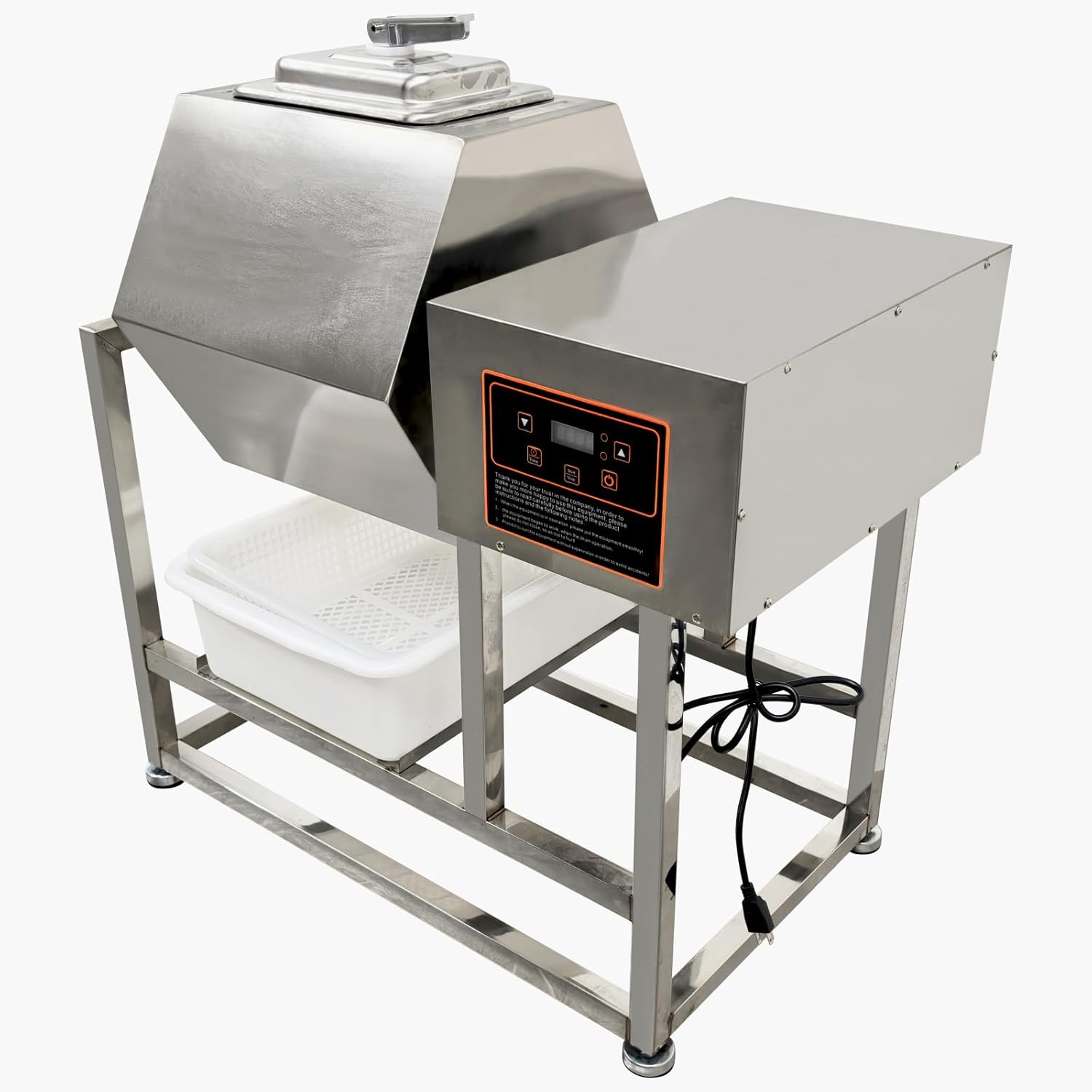 70L Hexagonal Stainless Steel Meat Vegetable Tumbler Marinator Rotatable Commercial Meat Curing Marinating Machine Electric Meat Tumbler Marinator 110V 350W