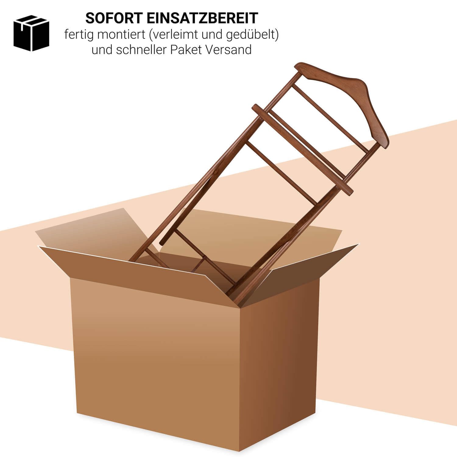 Staboos 2x Herrendiener Kleiderbutler Kleiderständer Stummer Diener aus Holz klappbar und leicht (Nussbaum)
