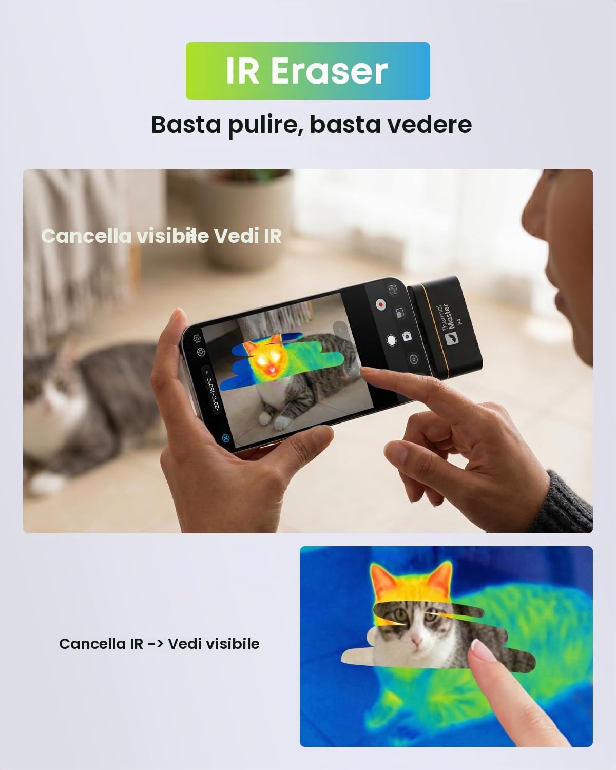 Telecamera termica per Android Thermal Master P4 Dual Lens Infrarossi 512x384 X³ Risoluzione IR, Intervallo di temperatura da -20 a 600 °C, sensibilità 0,035 ℃