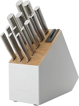 KitchenAid Slim Two-Tone Knife Block Set with Built-In Knife Sharpener,