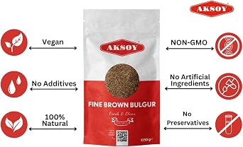 Aksoy Premium Quality Fine Brown Bulgur 1.25KG – Traditional Taste, Naturally Whole Wheat Flavor For Your Kitchen. Perfect For Pilaf, Soups, Salads, Side Dishes, And More. (Packaging may vary)