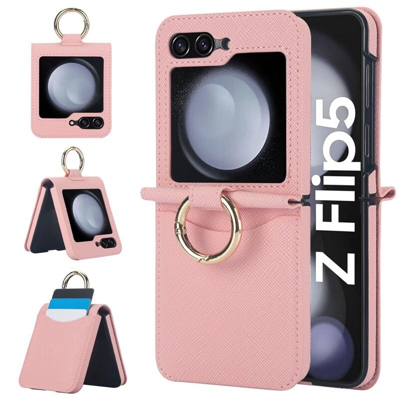 Étui Galaxy Z Flip 4 en cuir rose antichoc