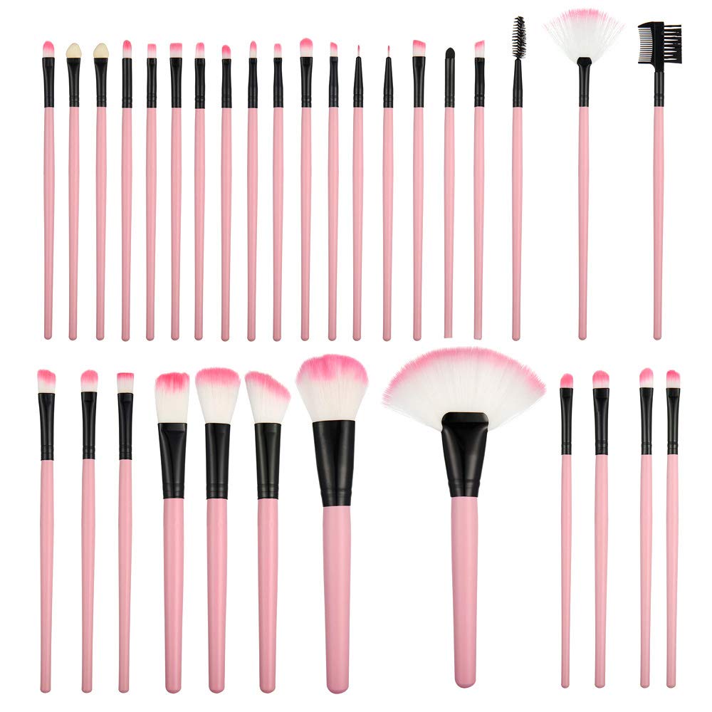 STELLAIRE CHERN32 Pieces Professional Makeup Brush Set Cosmetic Brushes Kit with Bag - Pink