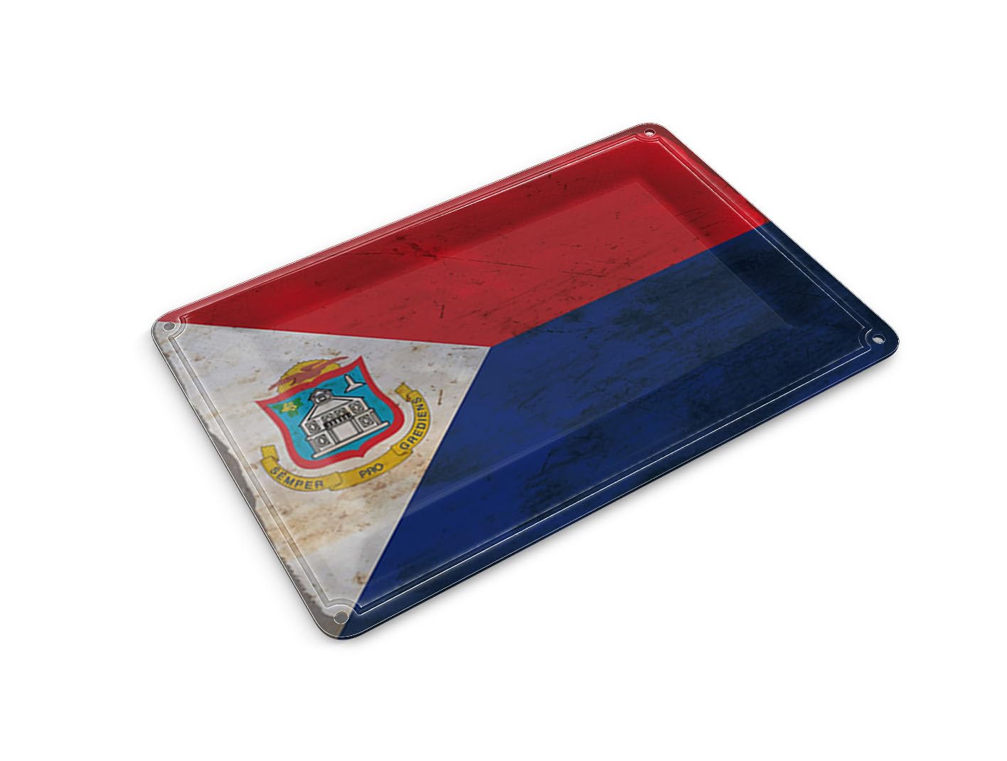 Femer Tin Postcard Sint Maarten Flag 14 x 10 cm Sint Maarten Rust Decorative Sign