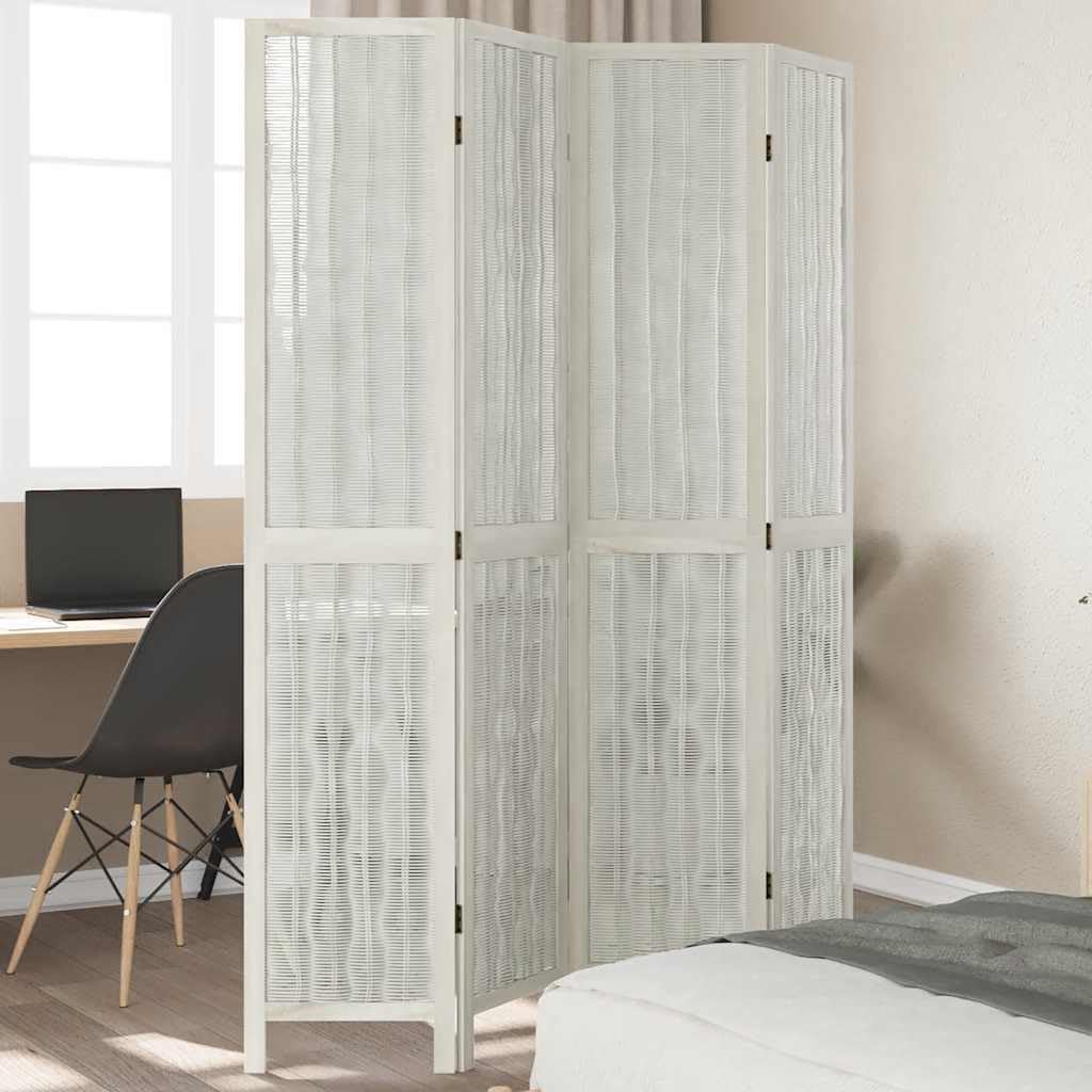 4 pezzi divisori bianchi in legno massiccio Paulownia, paravento flessibile, 140 x 200 cm, divisorio pieghevole per soggiorno, camera da letto, ufficio