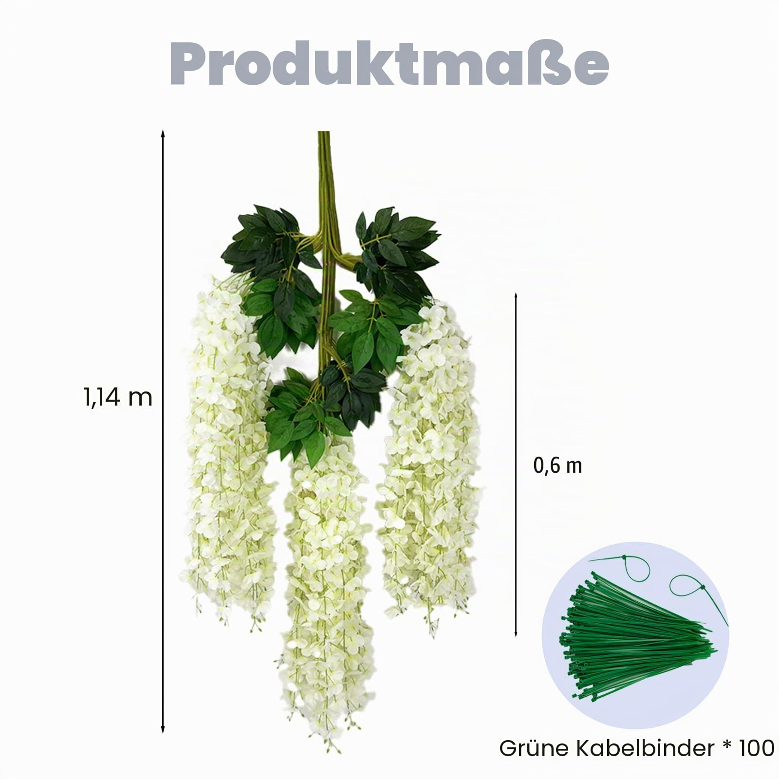 BIRDDIE 48 Stück Künstliche Glyzinien Hängende Blumen Kunstblumen Hängend Wie Echt Künstlich Hängeblumen für Outdoor Draußen Balkon Garten Hochzeit