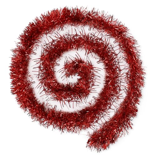 KONVINIT 5 X Guirlande de Noël Rouge (200cm) - Décoration de Sapin de Noël Guirlande Épaisse et Scintillante, Décoration Festive Maison et Sapin