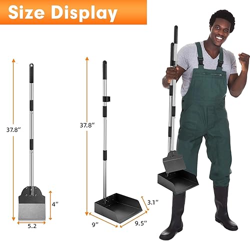 Miniatura 9 de LUFFWELL Juego de pala para excrementos de perro, 2 en 1, pala de rastrillo de metal ajustable resistente para perros grandes y pequeños, cuchara de