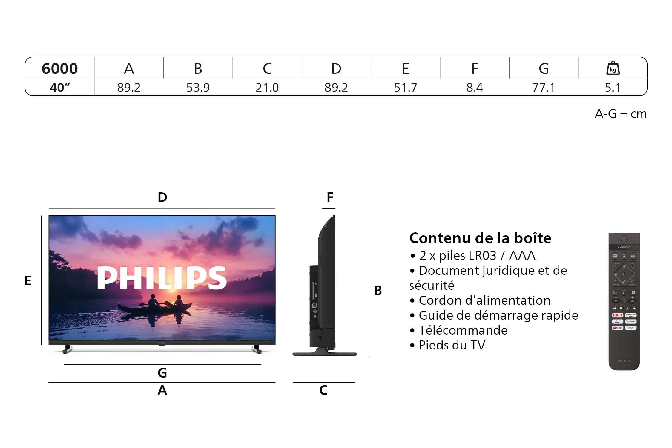 Philips 40PFS6000 Smart TV LED 40 Pouces Full HD 2K - Titan TV Neuve