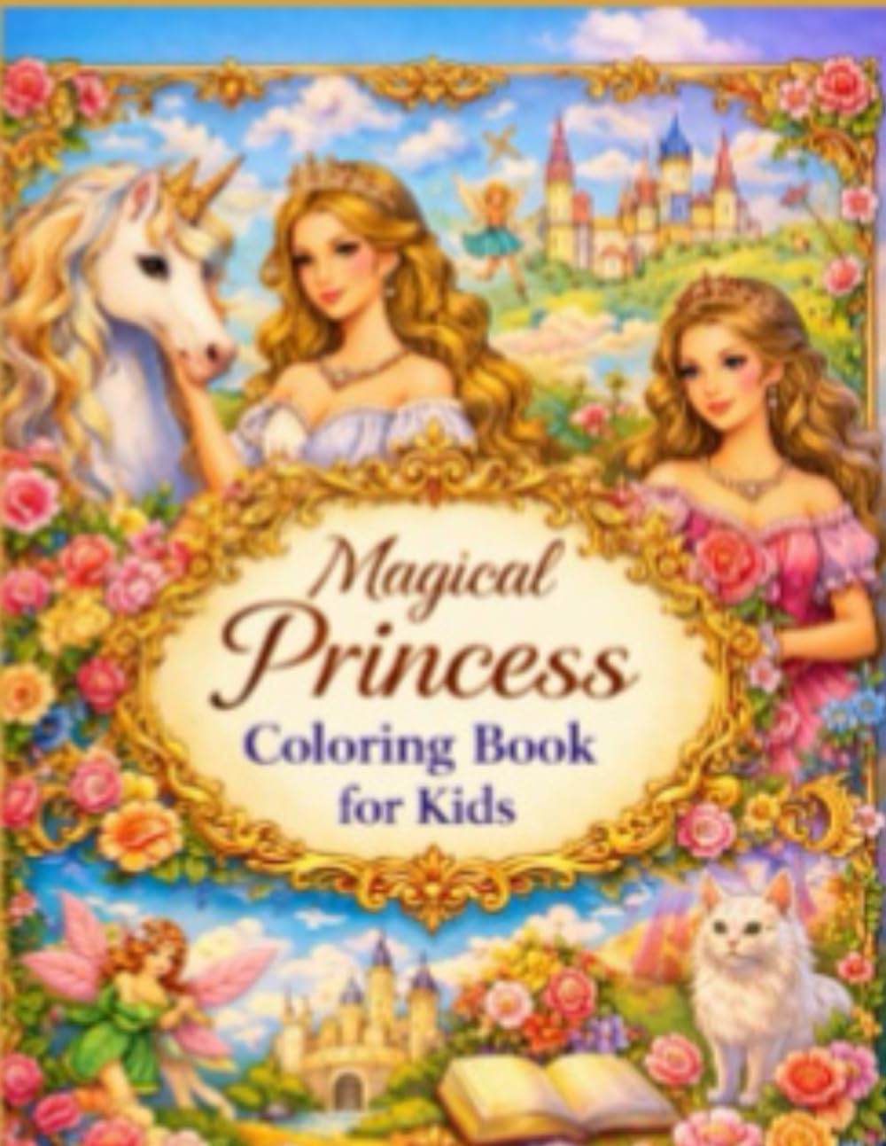 Magical Princess Coloring Book for Kids: Beautiful Princess Coloring Pages for Girls Ages 6–10