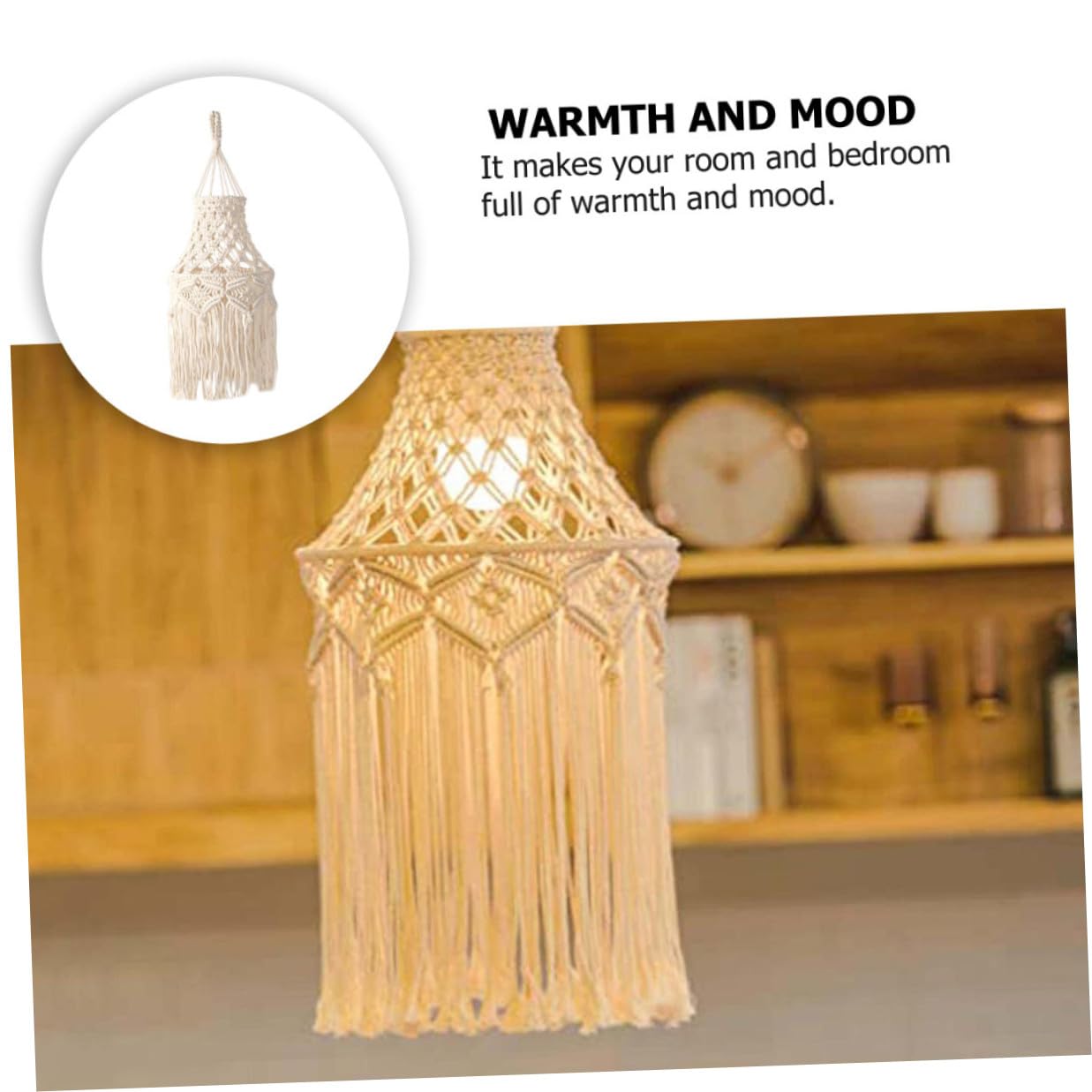 STOBAZA Paralume in Cotone Beige Fatto Bohemien per Lampada da Soffitto Decorativa per Soggiorno e Camera