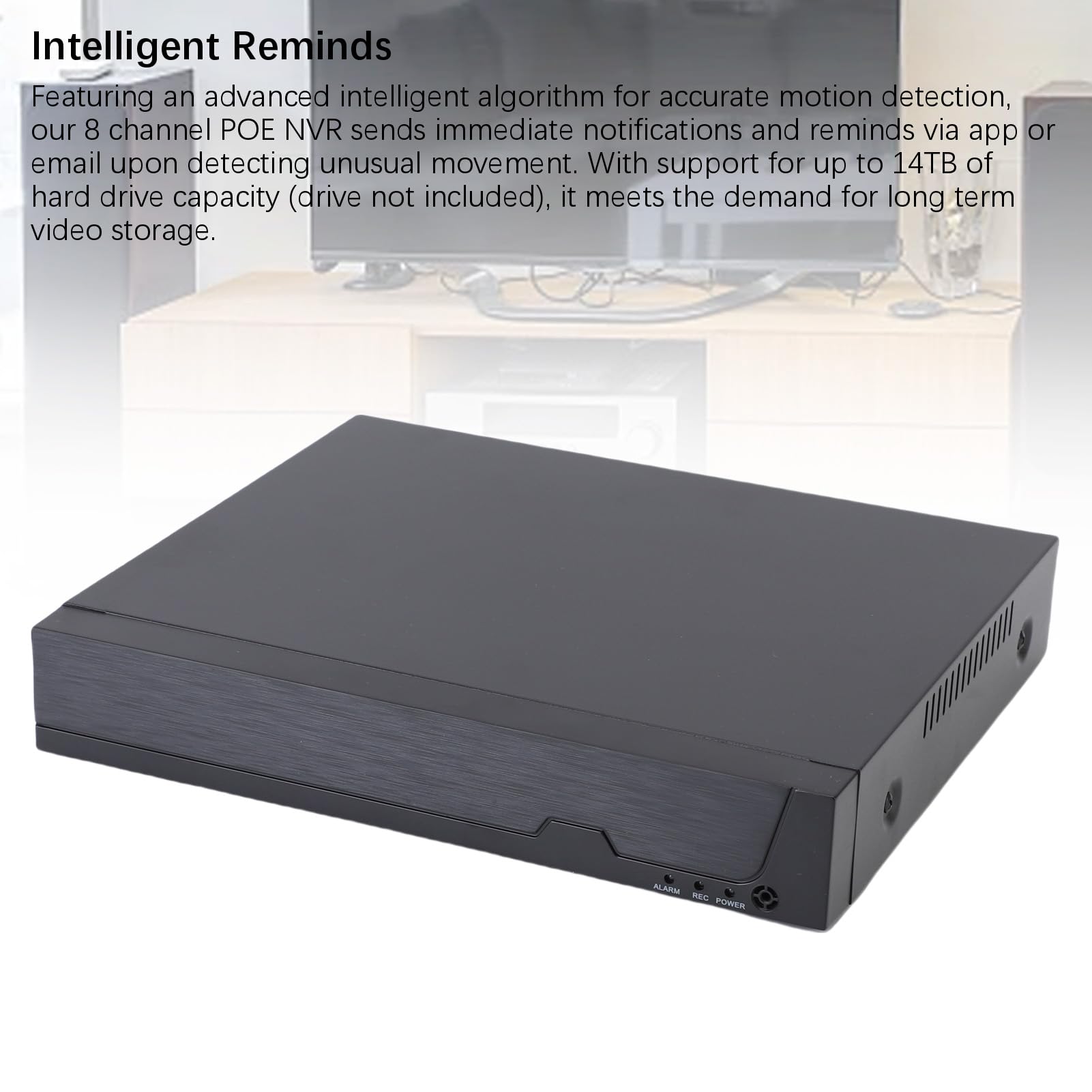 8ch Poe NVR H.265+ Registratore di Rete, Lavorando con una Fotocamera IP 8 X 4K/5MP/4MP/3MP 1080p, Supportando Fino a 14 TB HDD, Registrazione 24/7, Power Over Ethernet (Spina europea)