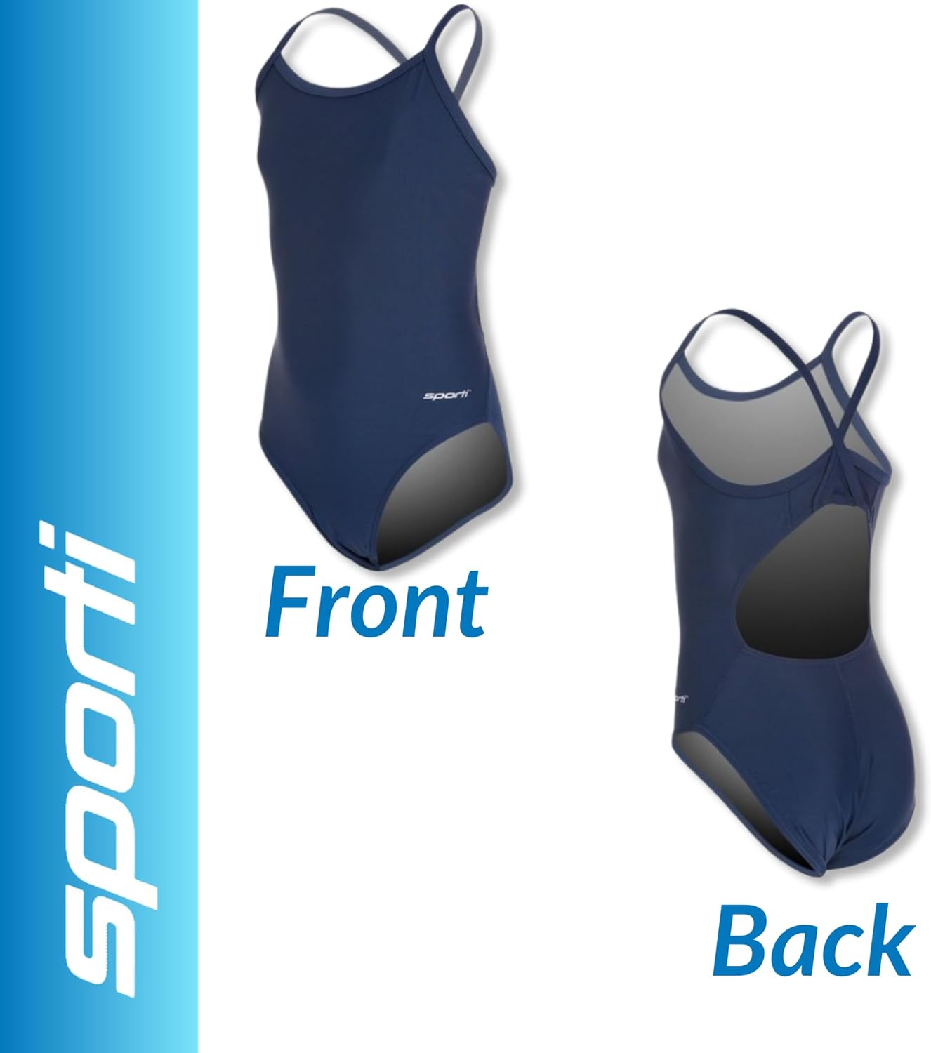 Sporti Thin Strap Girls' Athletic One-Piece Swimsuit – Multi Color Competitive Bathing Suit Swimwear for Youth Swimmers - Image 2