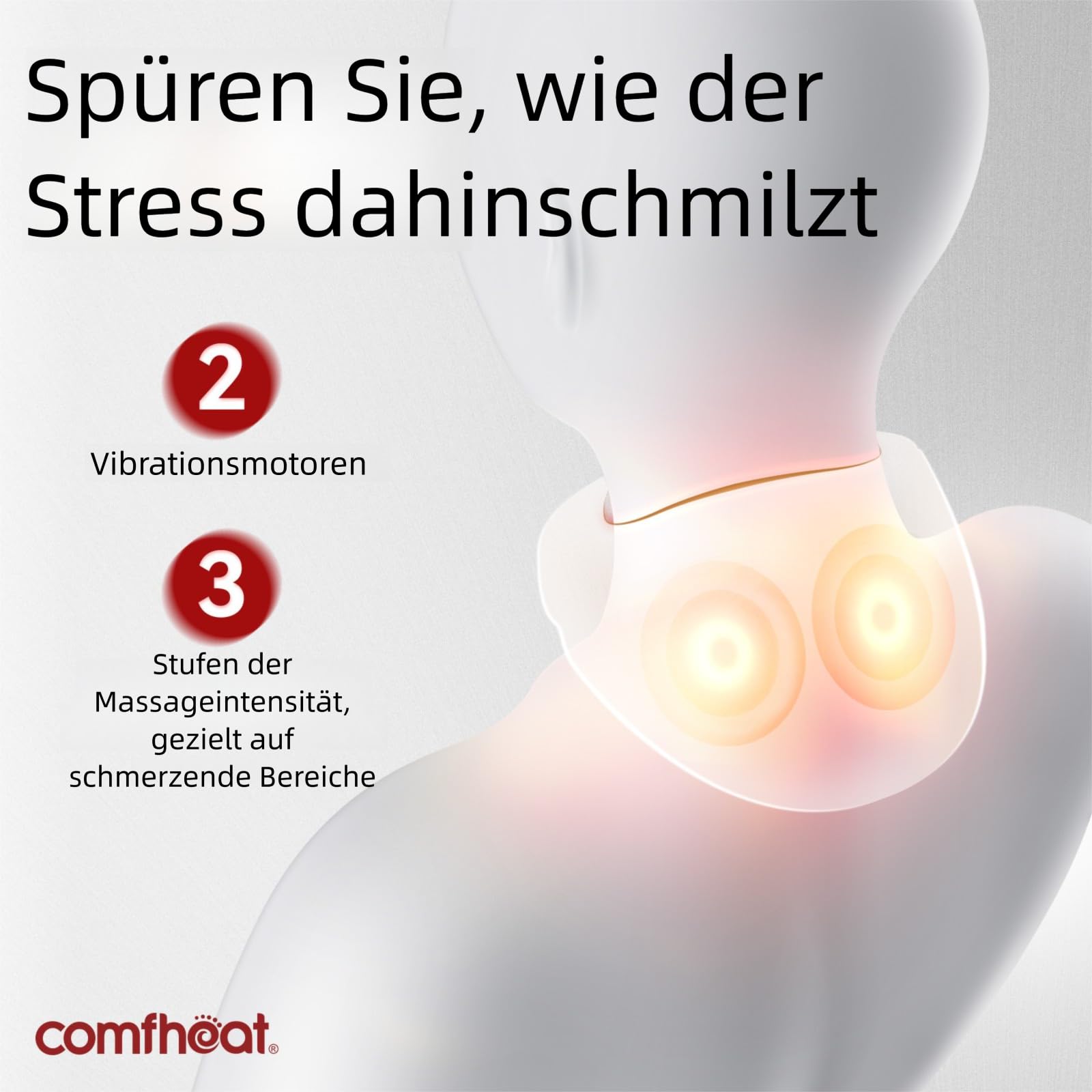 Nacken-Heizkissen mit Vibrationsmassage zur Linderung von Nackenschmerzen, USB beheizter Nackenwickel, weicher Nackenwärmer gegen Schmerzen und Steifheit, 3 Stufen Wärme & Massage, Auto-off