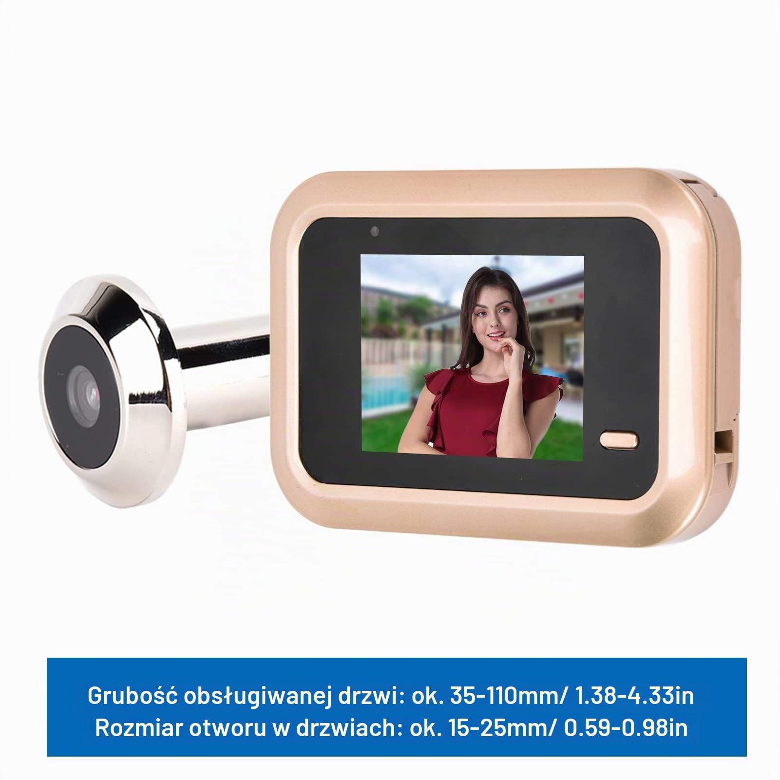Inteligentny wizjer do drzwi 0,3 MP, 2,4 calowy, bardzo jasny wyświetlacz TFT LCD 145°, szerokokątny dzwonek antykradzieżowy, 32 bitowy procesor Clear Image do ochrony domu