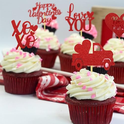 Miniatura 4 de Decoración para magdalenas con corazón para el día de San Valentín, para boda, aniversario, compromiso, despedida de soltera, recuerdos de fiesta