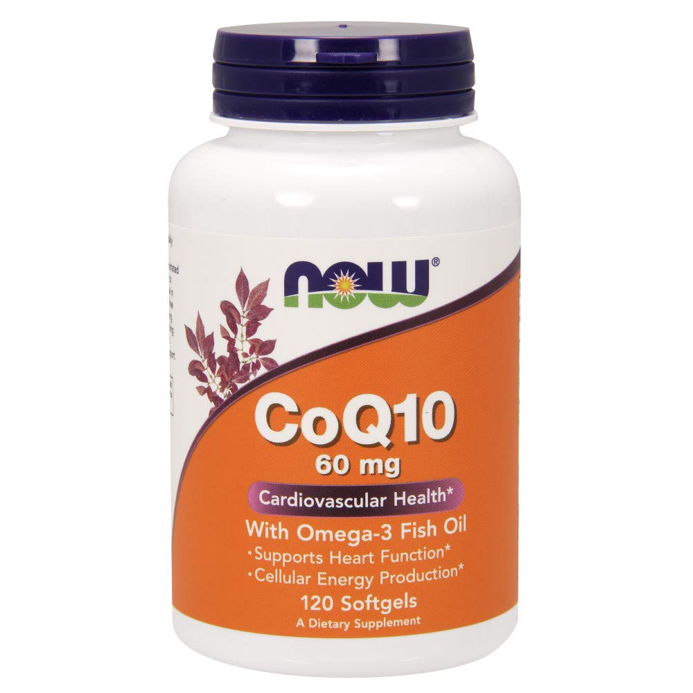 NOW Supplements, CoQ10 60 mg with Omega 3 Fish Oil, Cardiovascular Health*, 120 Softgels
